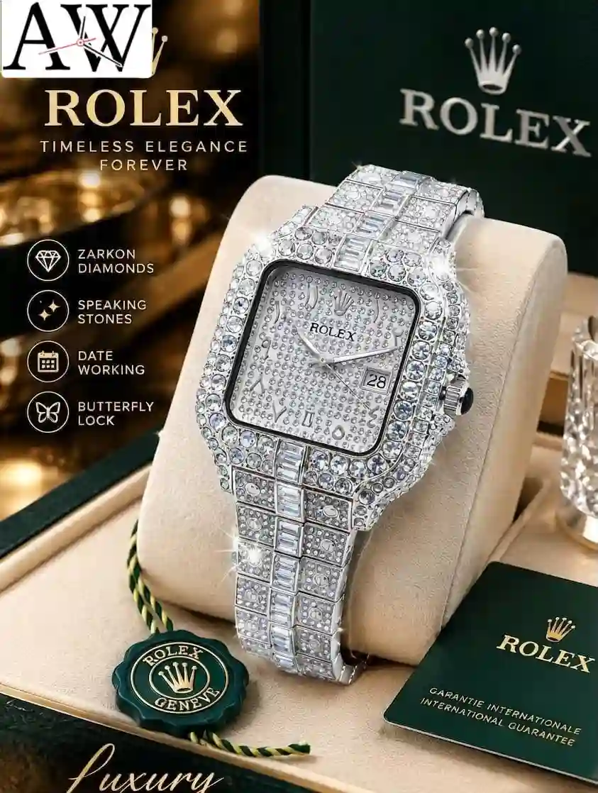 Rolex Ice Style Watch for Women | Luxury Iced Out Crystal Watch