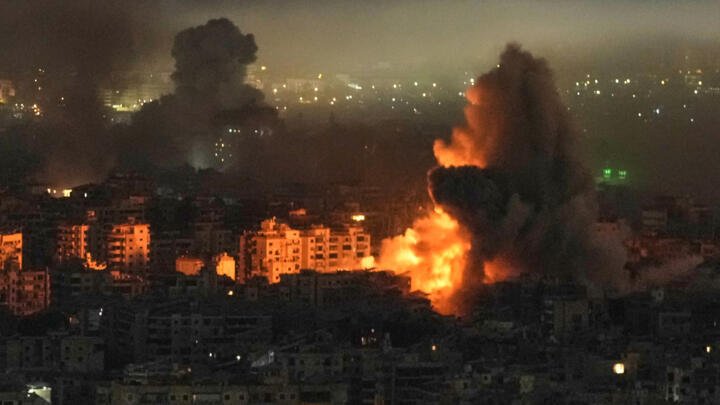 Israel army launches new large scale wave of strikes on south Beirut France 24